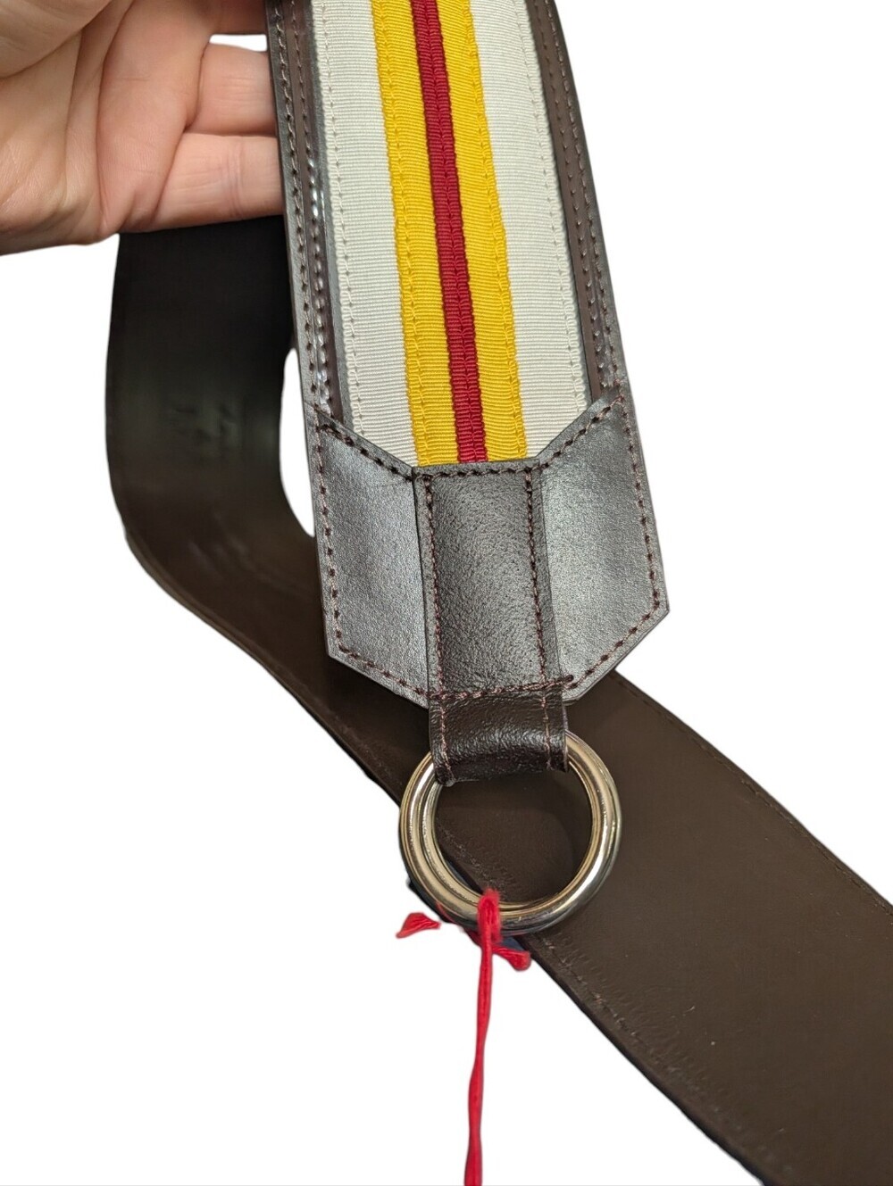 Loulou de la Falaise 1X Wide Leather Waist Belt Brown Stripe O Ring NWT - Picture 4 of 11